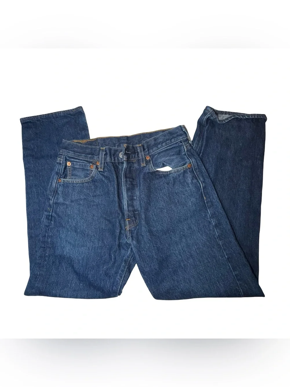 Levi’s 501 Jeans W30 L30 Dark Wash Blue Straight Leg Button Fly 100% Cotton
